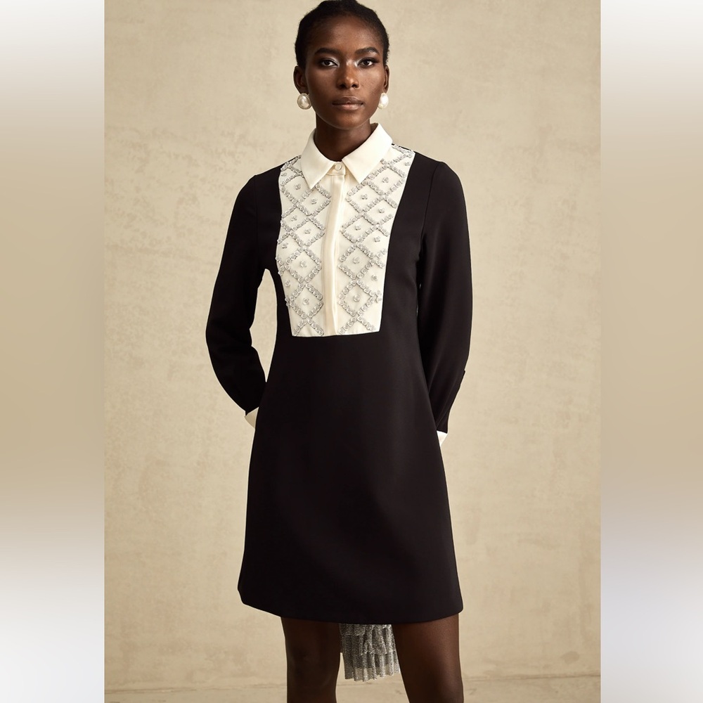 Miss Rosier Esmee Contrast Embellished Mini Dress